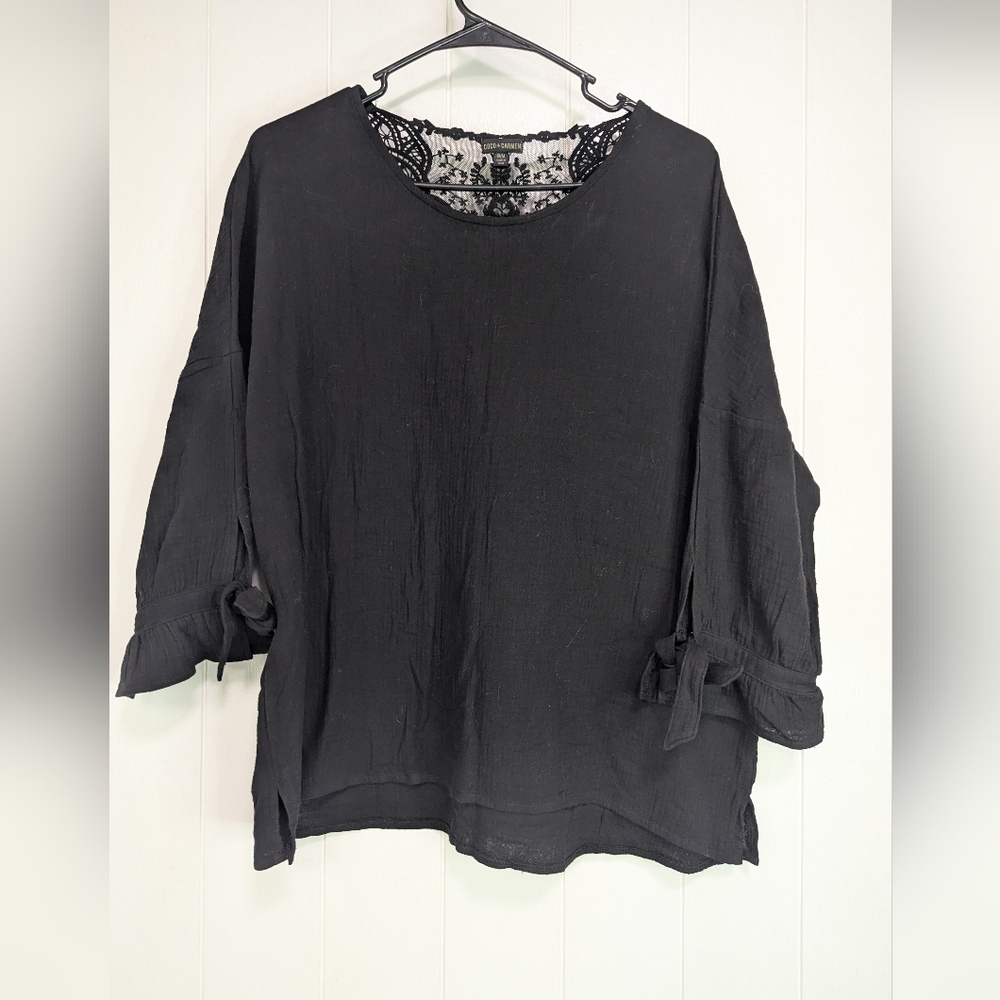 Coco And Carmen Black Women's Top with Lace Detail
